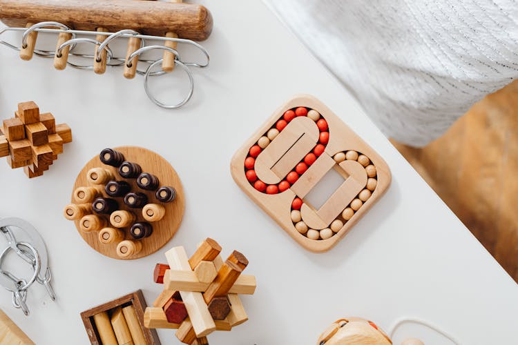 Overhead Shot Of Wooden Puzzles