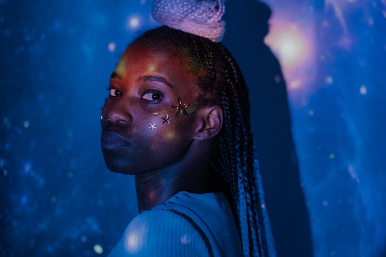 Portrait Of A Woman With Stars On Her Face