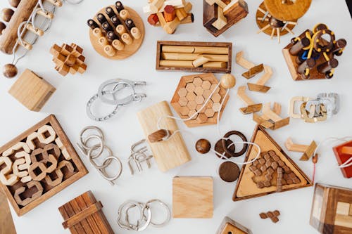 A Wooden Toys on a White Surface