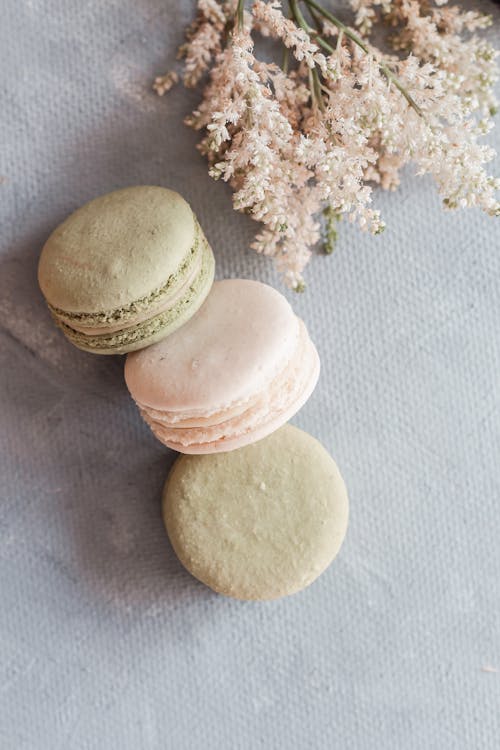 A Macaroons Near the Flowers