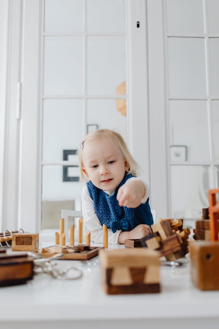 Girl Playing With Blocks