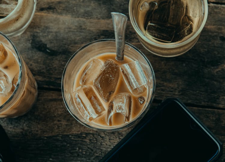 Overhead Shot Of An Iced Coffee Drink