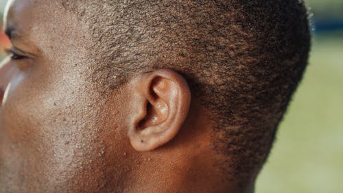 Free Man's Ear in Close Up Photography Stock Photo