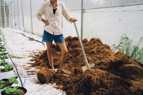 A Person in White Long Sleeve Shirt Standing on Brown Soil