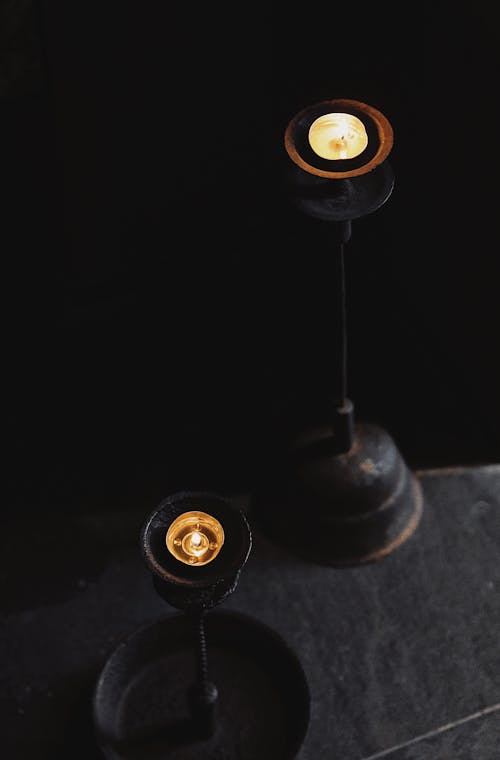 Burnt Candles in Black Interior