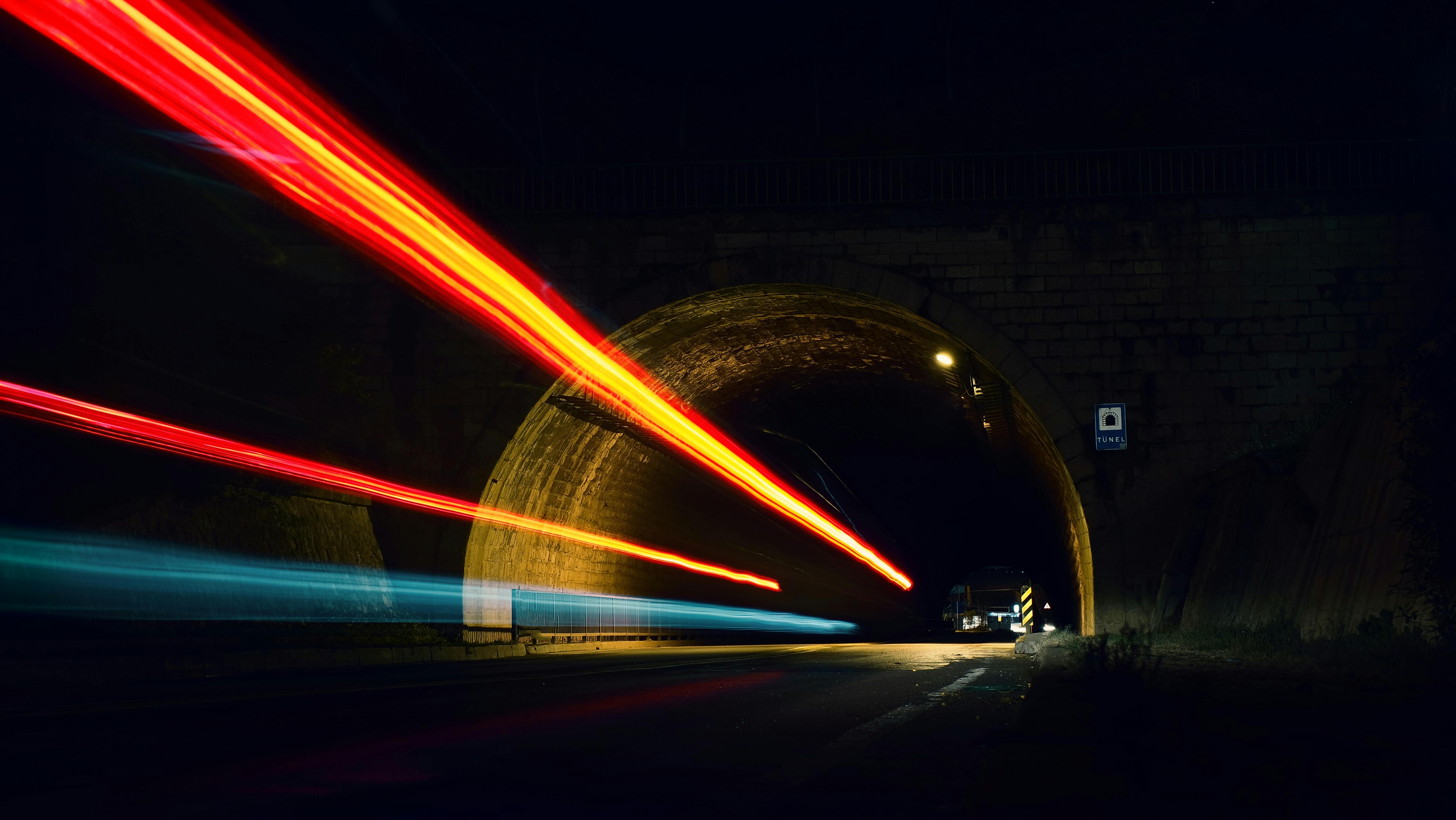 time lapse photo of tunnel