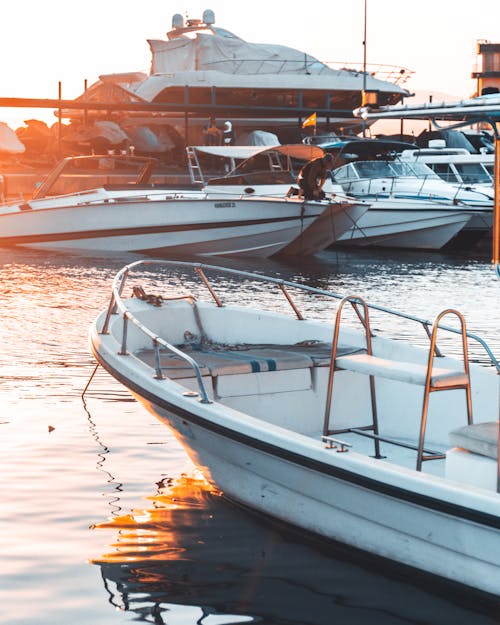 Boats and Yachts in Habour at Sunset 