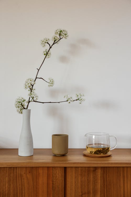 White Flowers on Ceramic Vase