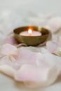 Pink Candle on Gold Round Bowl