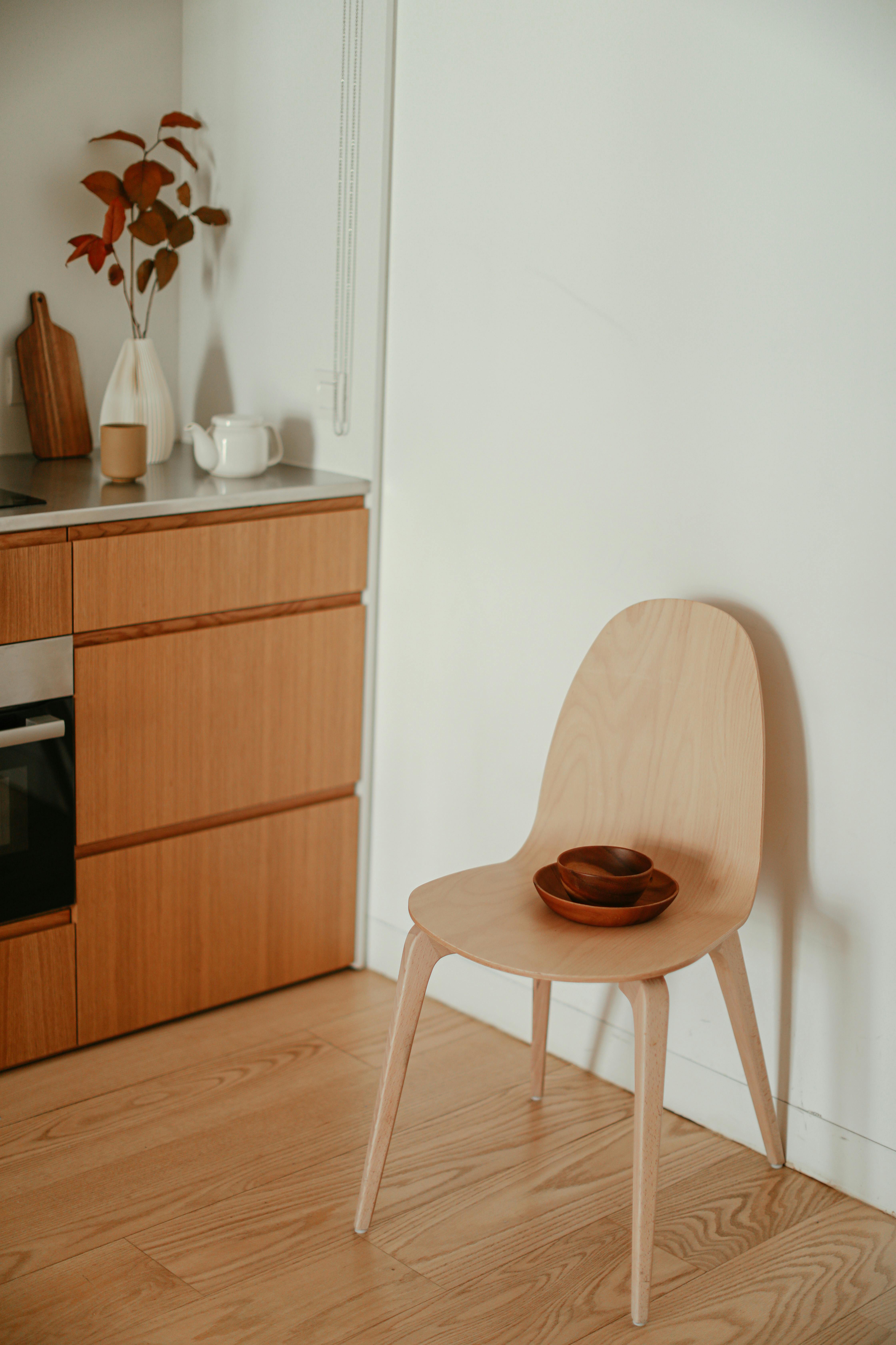 A Minimalist Wooden Chair Free Stock Photo