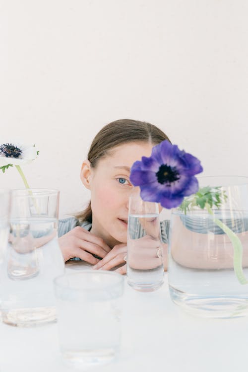 Flowers on Glass Cups