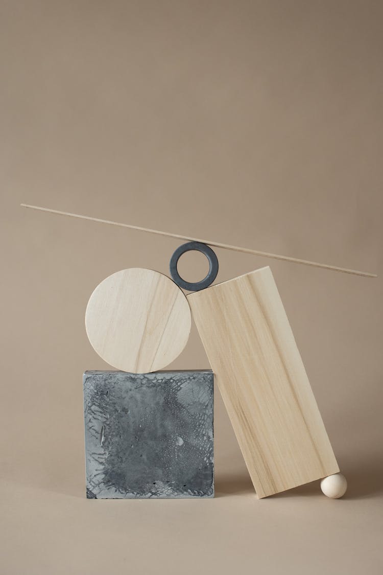 Concrete And Wood Decorations In Different Shapes 