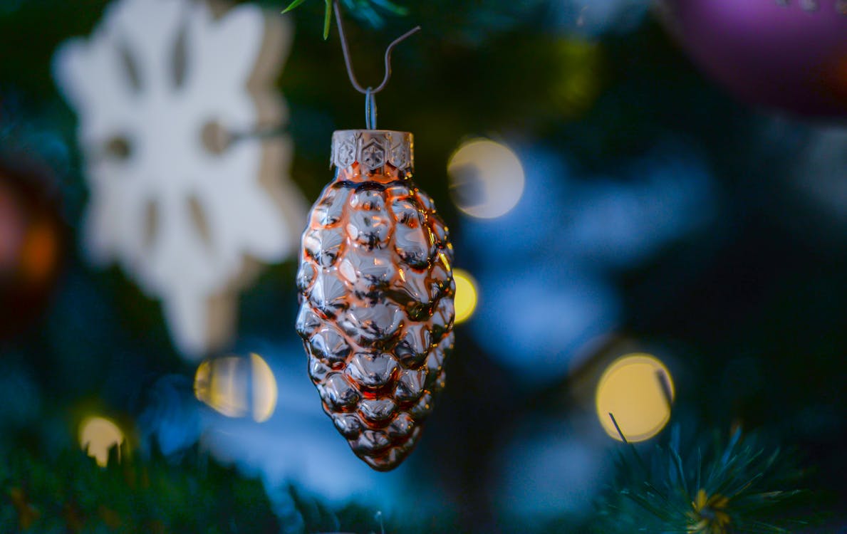 Free Amber Glass Pine Cone Ornament Stock Photo