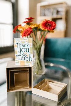 Brown Boxes and a Greeting Card