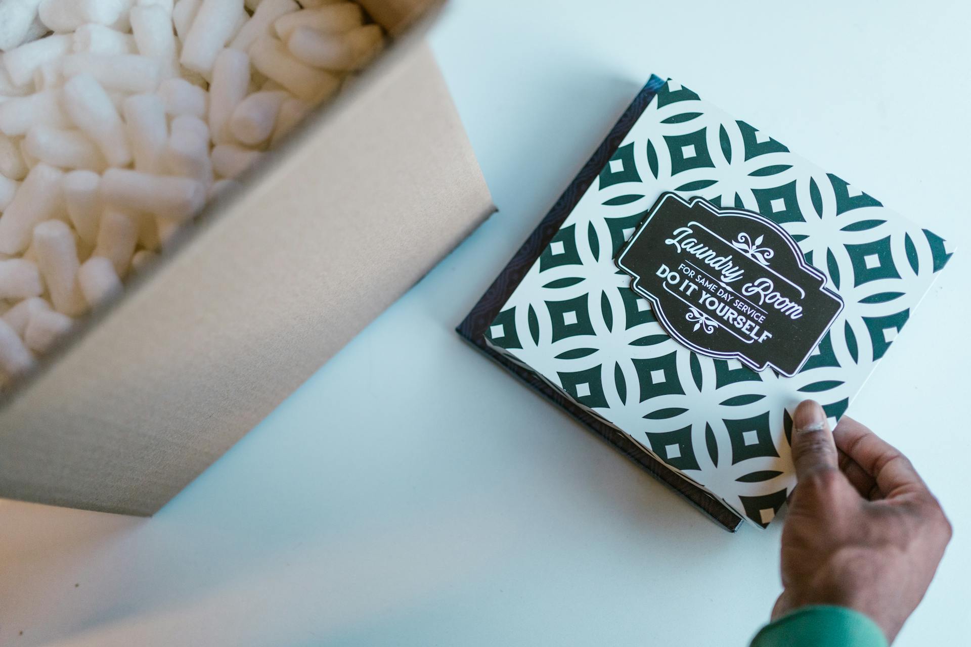 Packing Peanuts on Cardboard Box