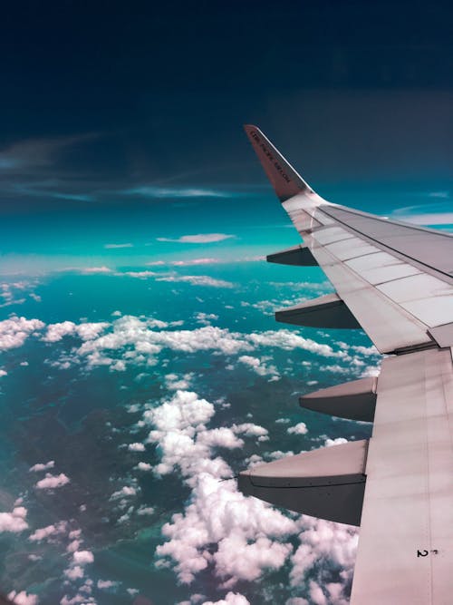 бесплатная Крыло самолета над облаками Стоковое фото