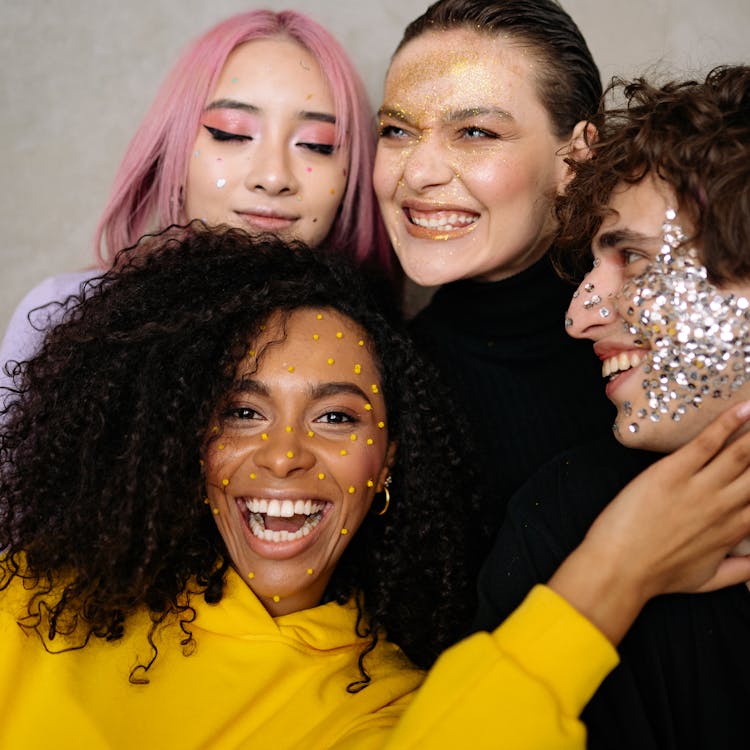 Friends With Glitters On Face