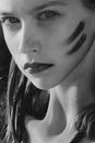 Womans Face in Grayscale