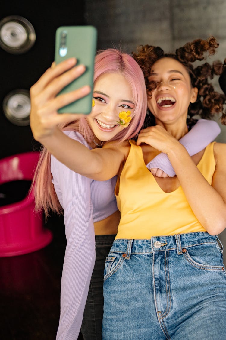 Happy Women Taking Photo Together 