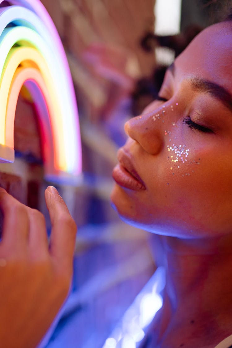 Woman's Face With Glitters 