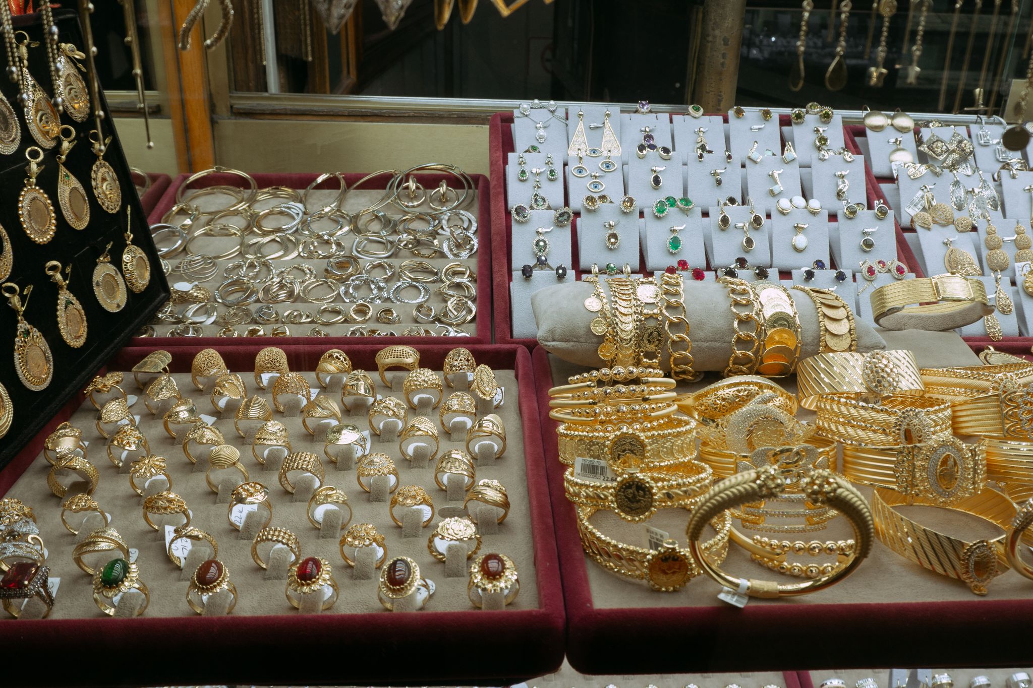 Handmade jewelry on display
