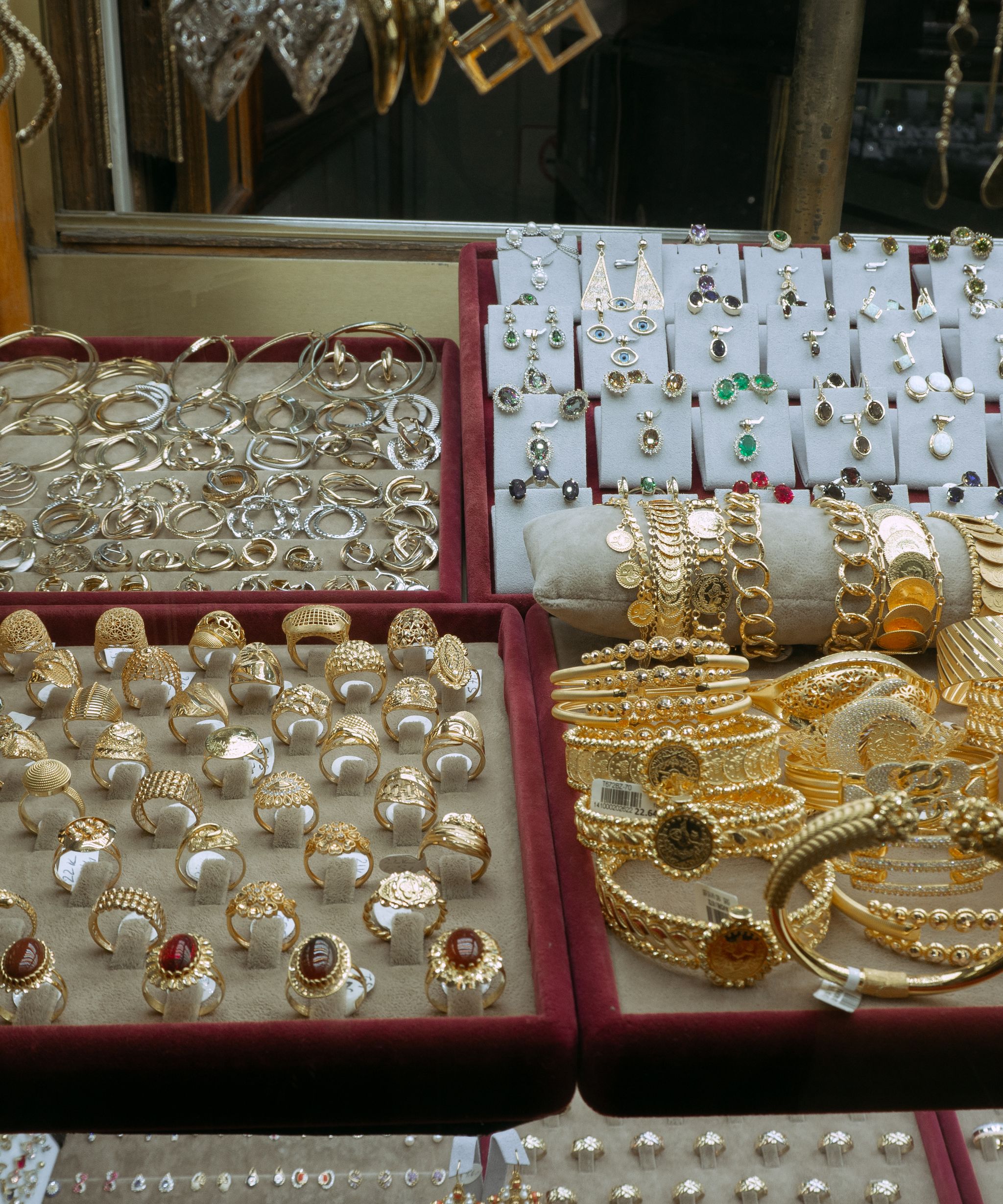 Handmade jewelry on display
