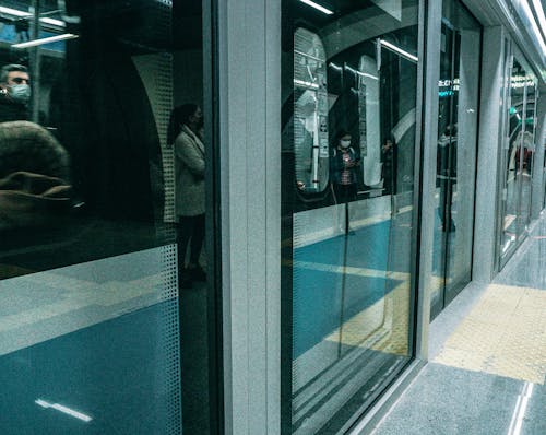 Train Waiting at a Metro Station