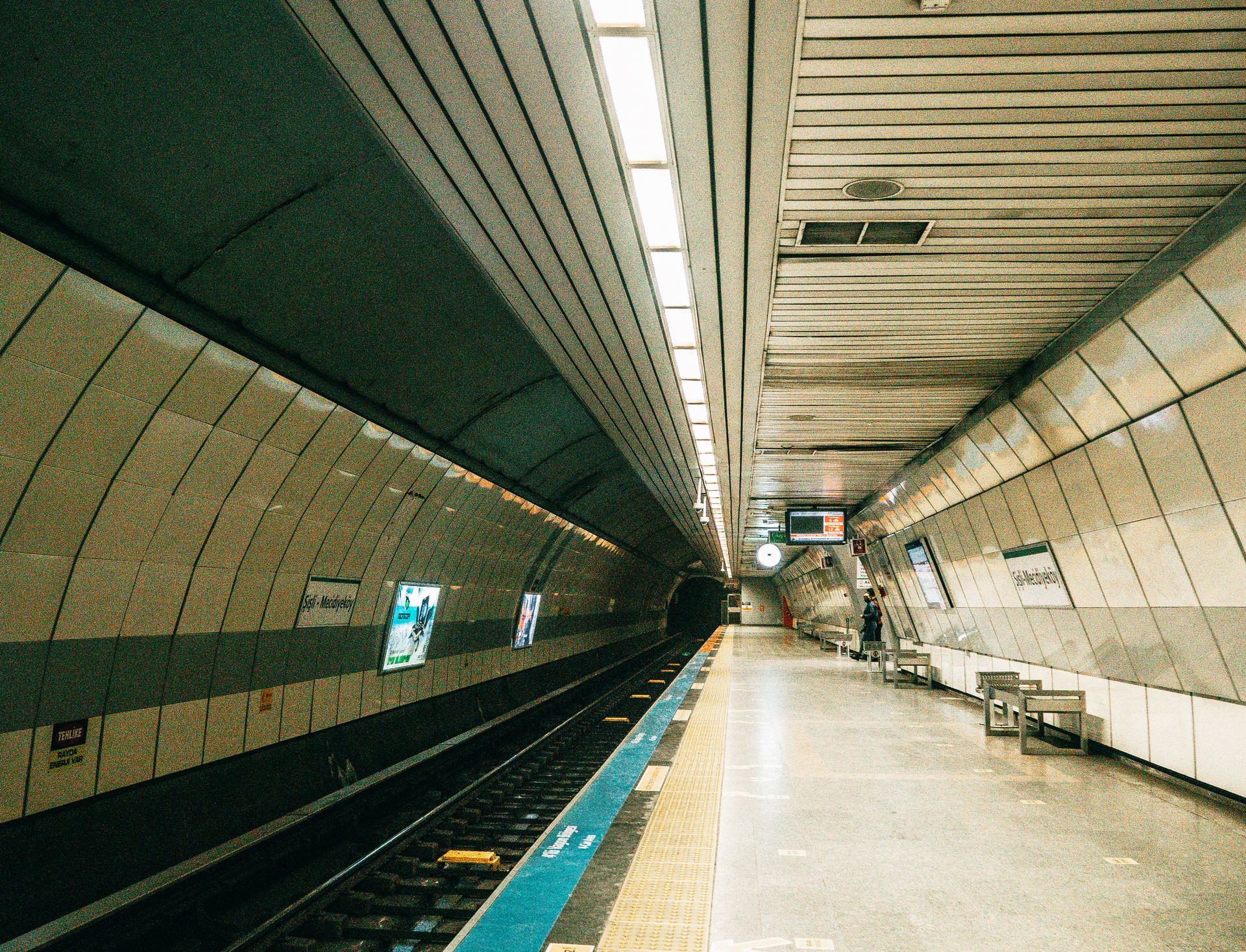 Symmetrical View of an Underground Platform