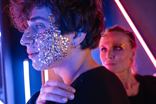 Man and Woman with Glitter Make Up