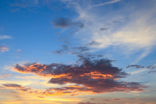Бесплатное стоковое фото с голубое небо, живописное небо, закат фон
