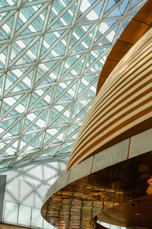 Roof Of A Building Made Of Steel And Glass Panels 