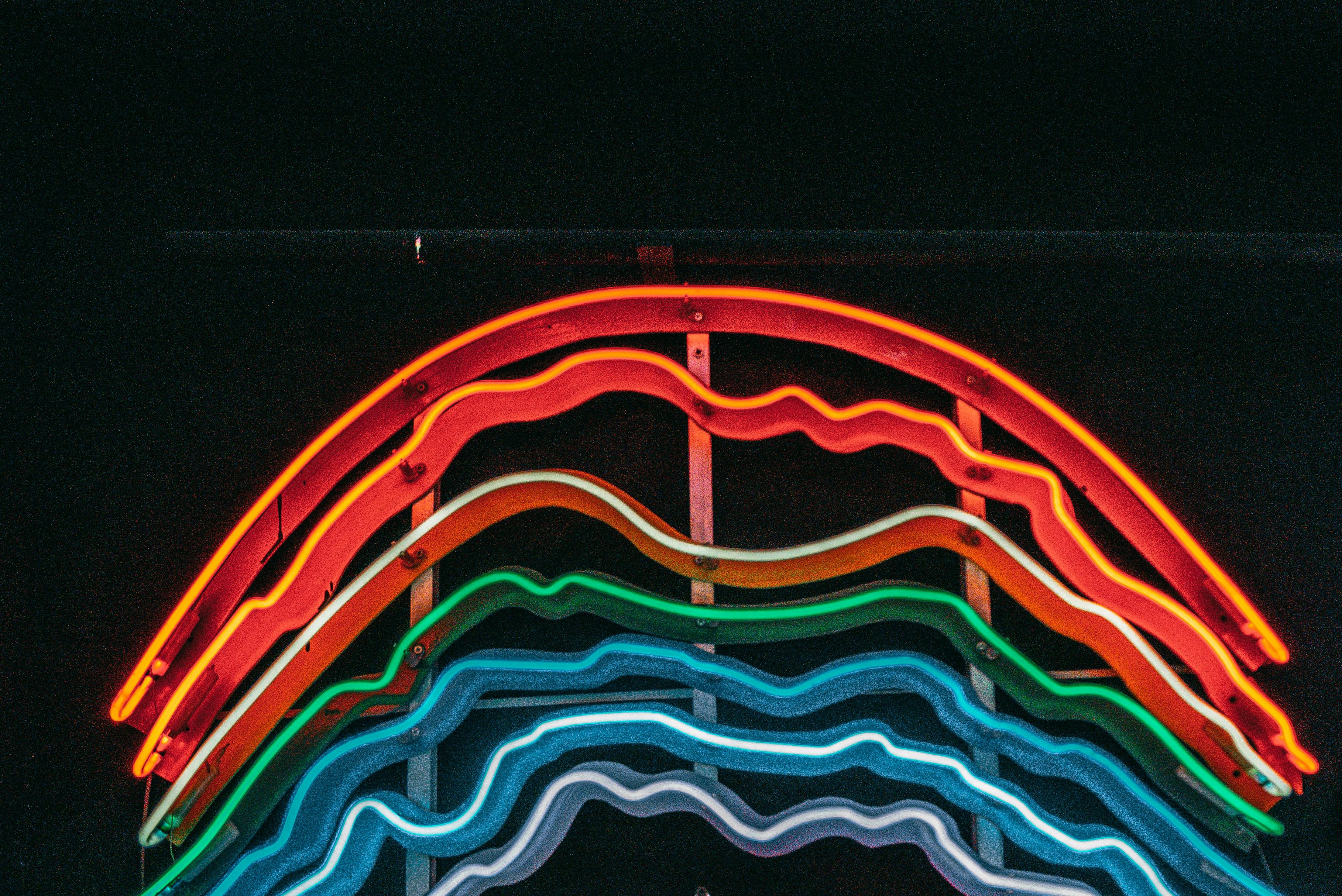 Colorful Neon Lights Hanging on the Wall · Free Stock Photo