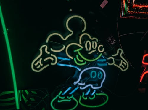 Cartoon Character Neon Light on a Wall