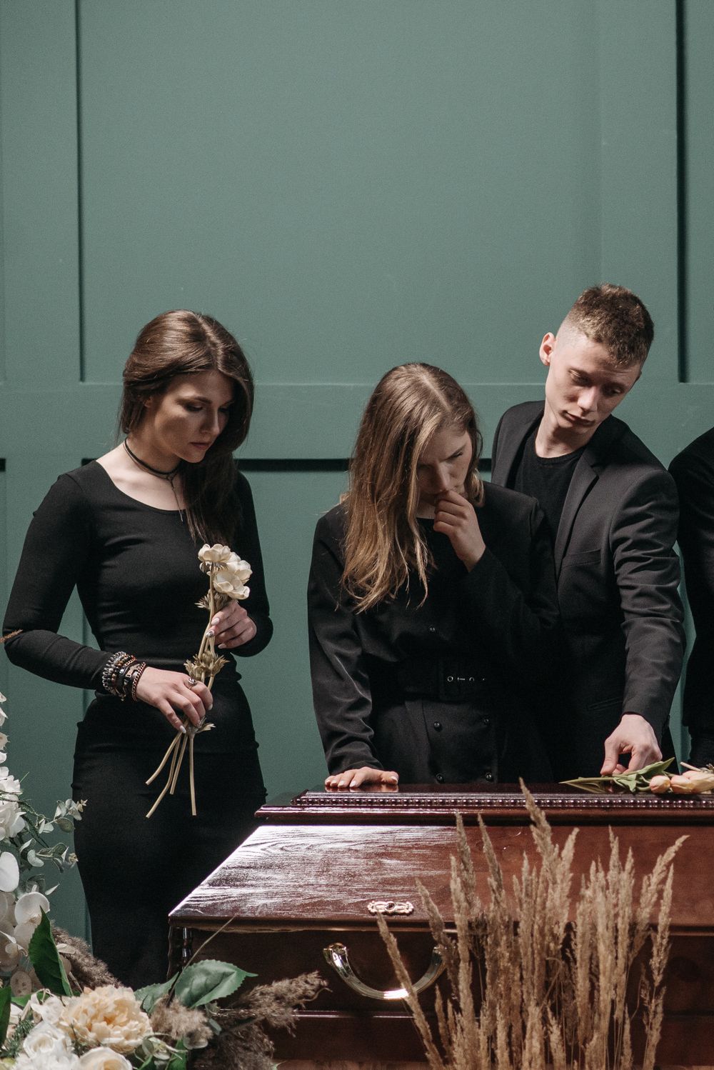 People gathered at a funeral service