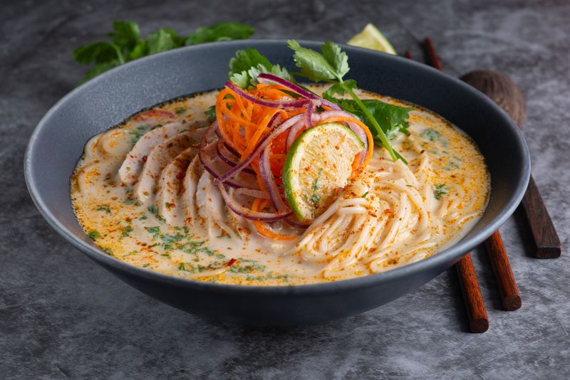 miso noodle soup with scallions and soft egg