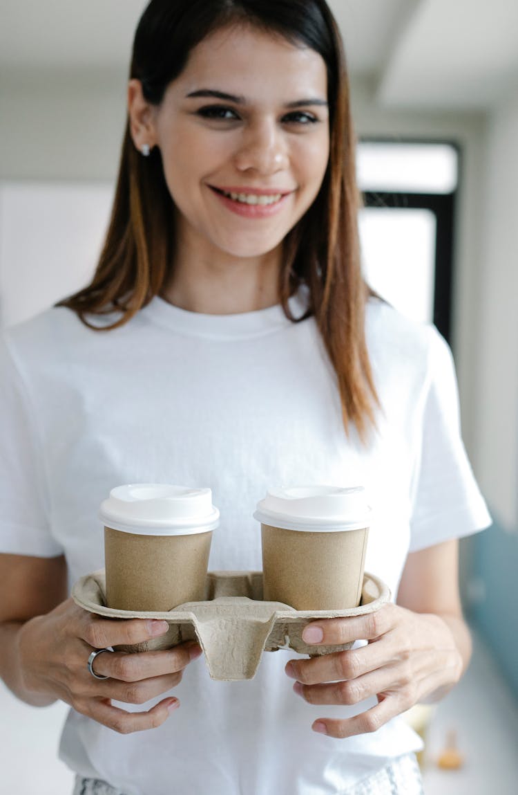 Optimistic Female During Coffee Break