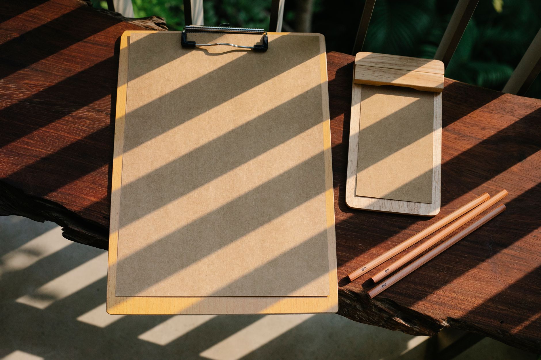 minimalist productivity planning tools on wooden table
