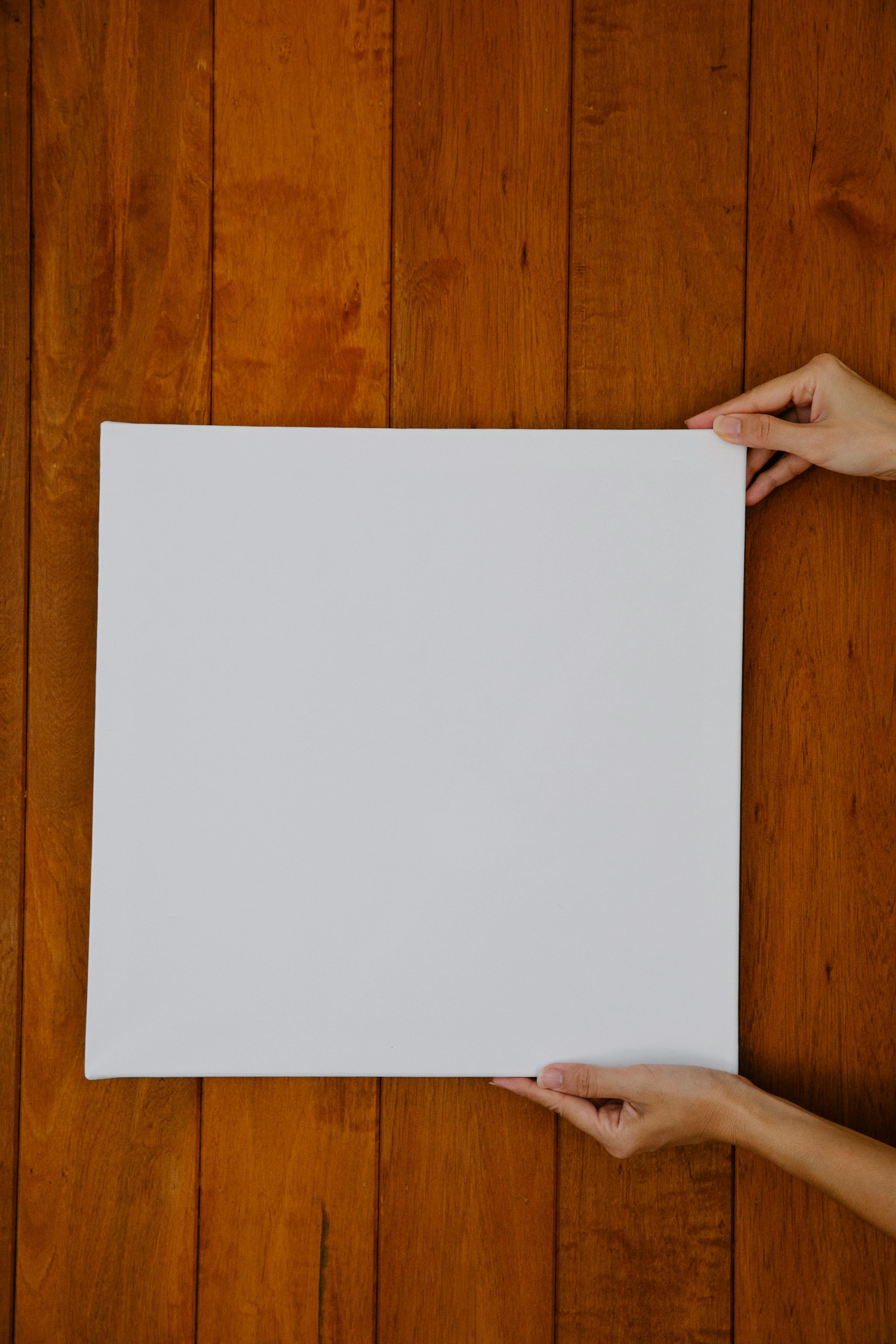 crop unrecognizable woman demonstrating blank canvas