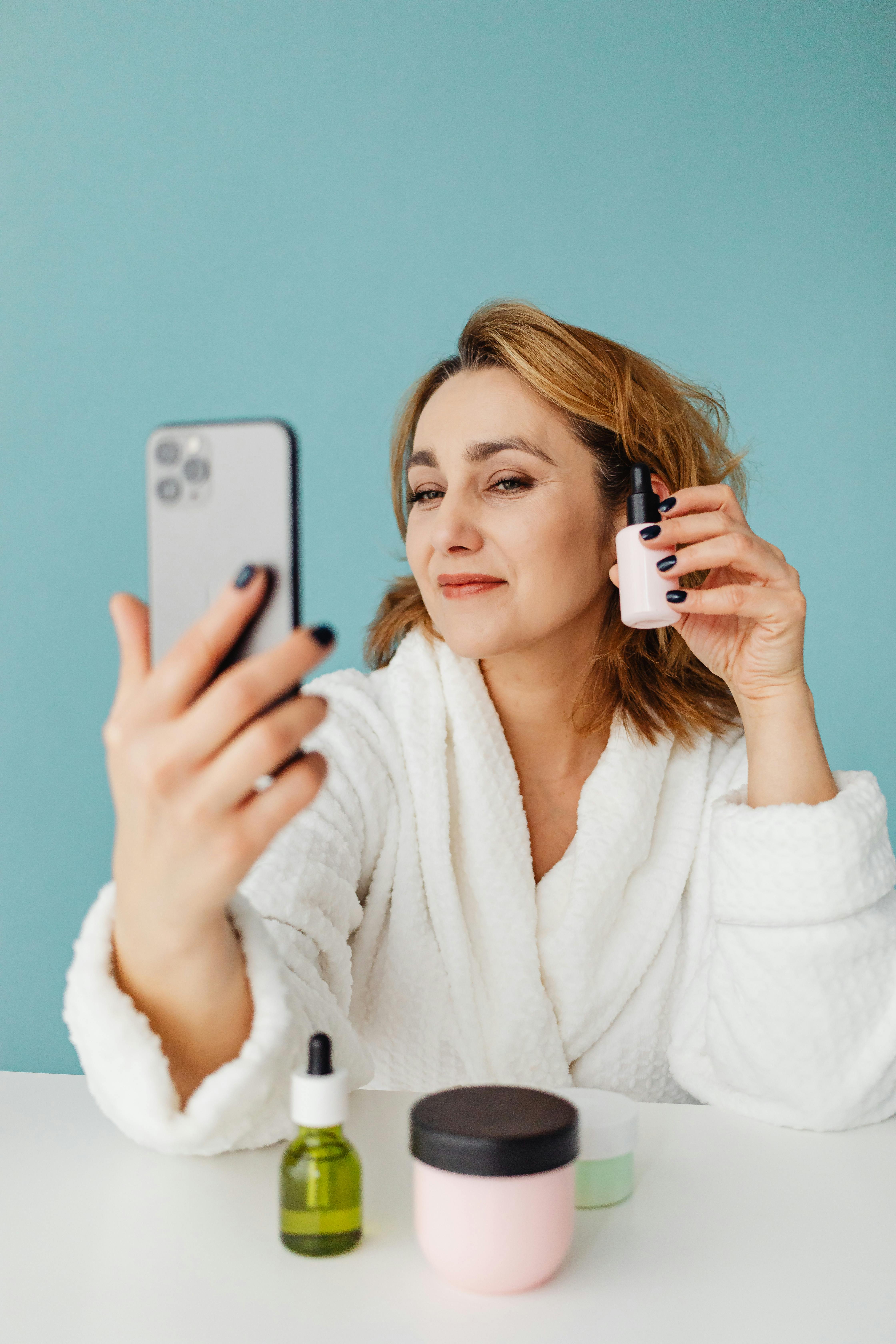 a woman using her phone