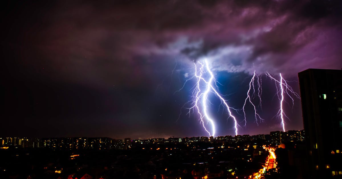 Skyline Photography of Lightning Strike during Nighttime