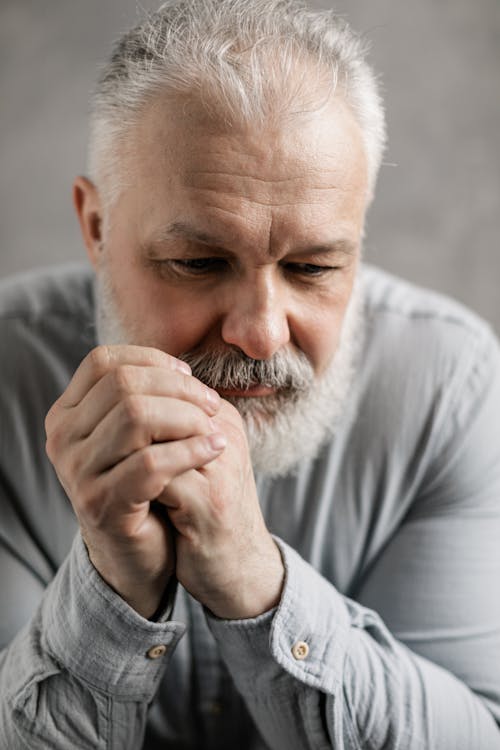 Elderly Man in Gray Long Sleeves