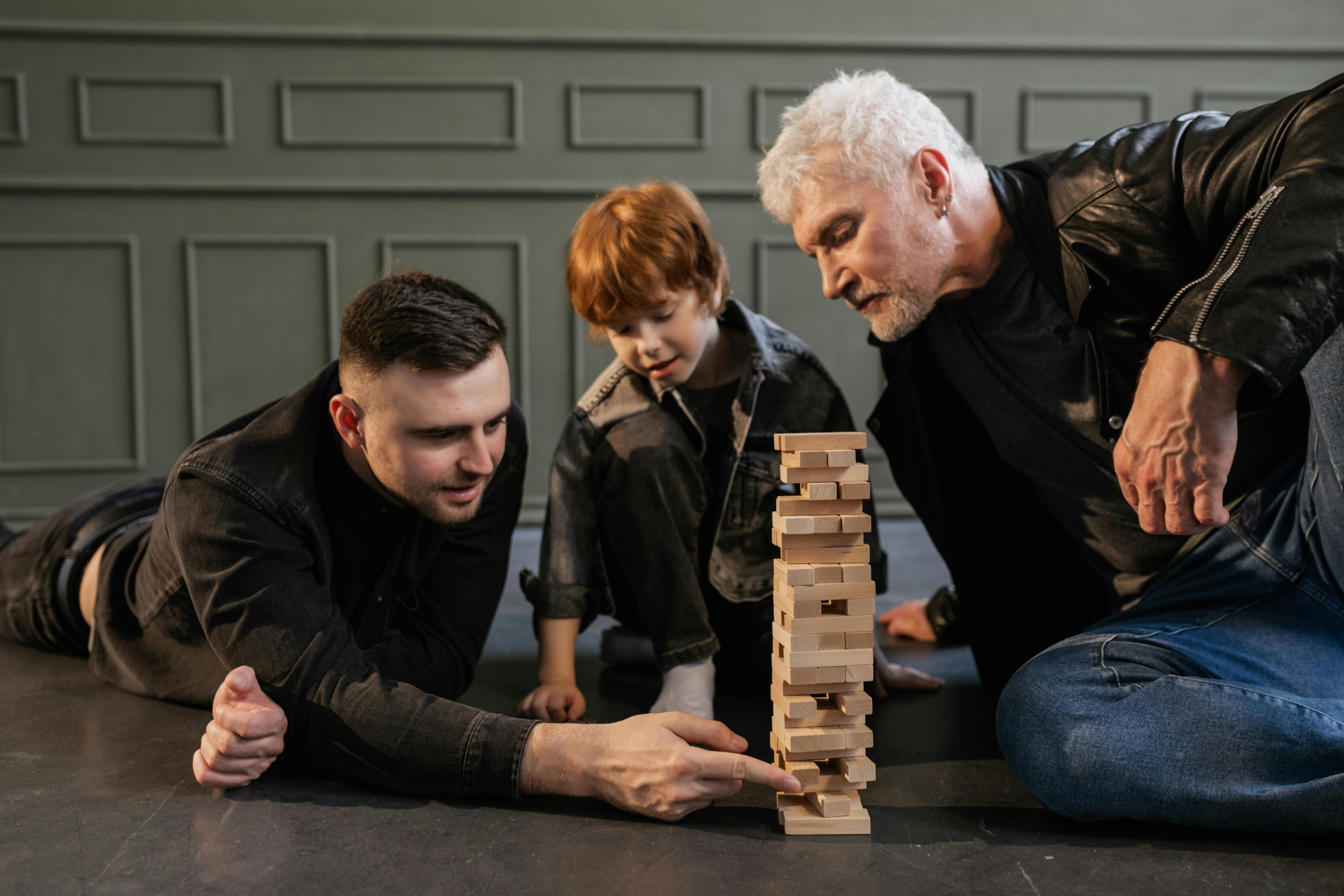 Free A Family Playing Jenga Stock Photo