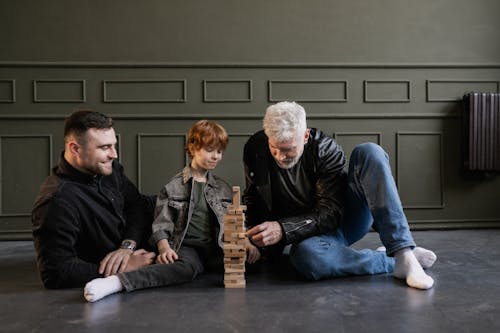 Free A Family Playing Jenga Stock Photo