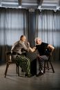 Elderly Men Doing an Arm Wrestling Match