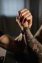 Close-Up View of People Doing an Arm Wrestling Match