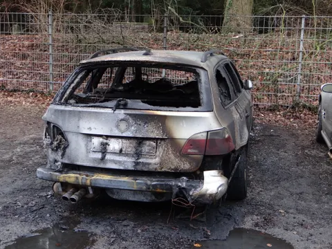 Damaged car after a road collision