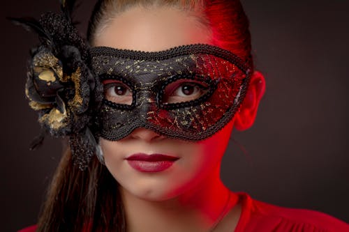 Woman in Black Masquerade Eye Mask