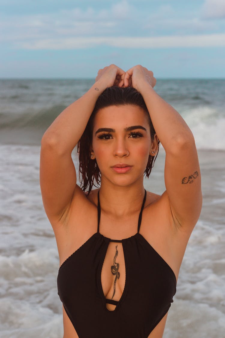 A Woman In Black Bikini