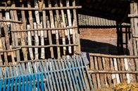 Blue and White Striped Textile