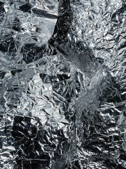 Close-up of a Creased Tin Foil
